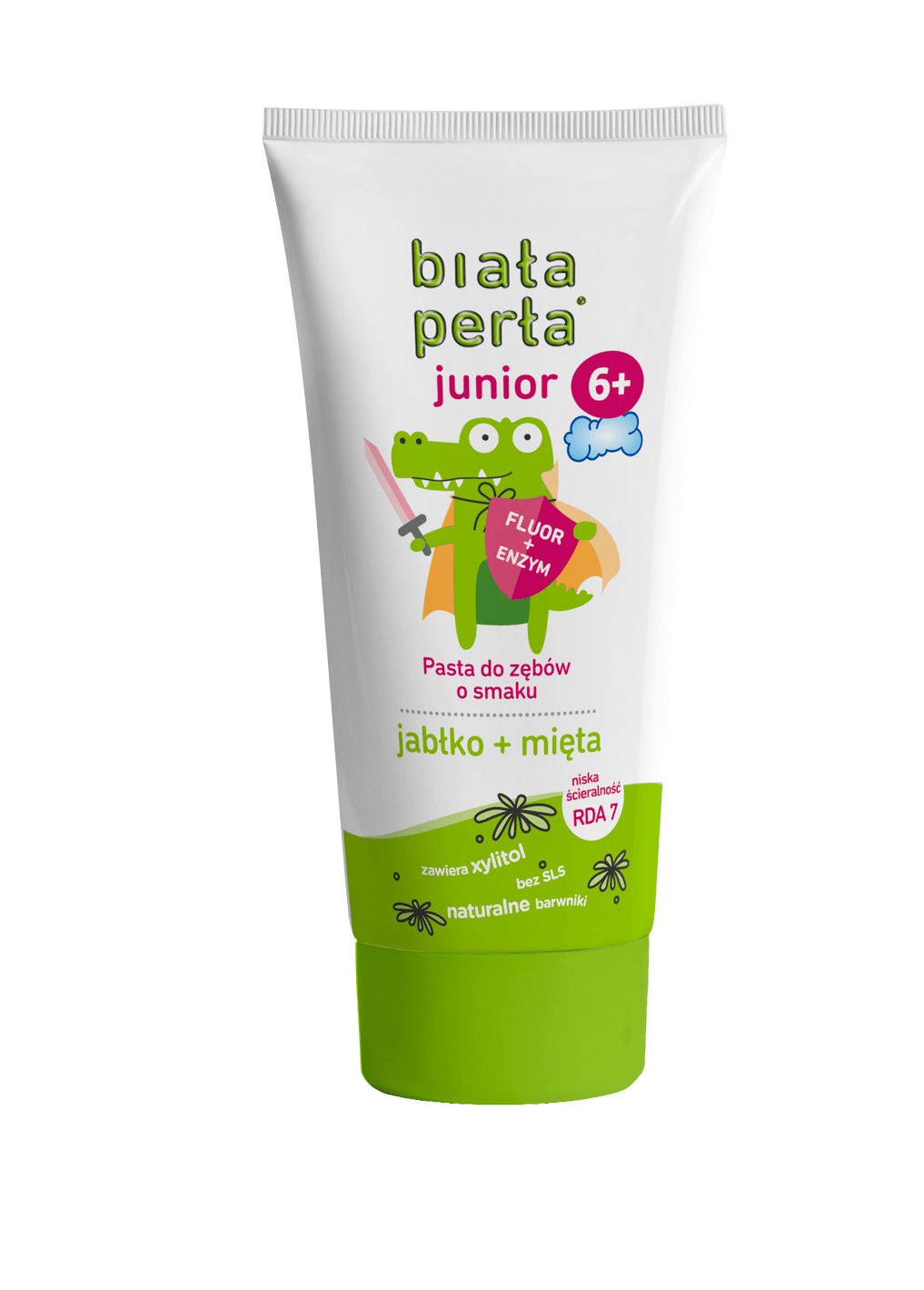 Biała Perła Junior Pasta do zębów 6+ o smaku jabłko-mięta, 75 ml