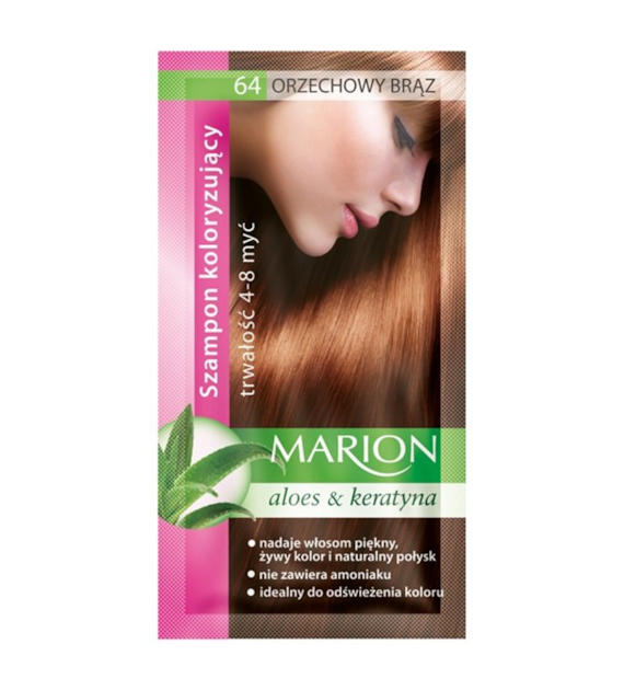 MARION szampon koloryzujący w saszetce ORZECHOWY BRĄZ nr 64  /40ml.
