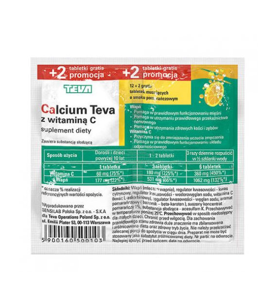 CALCIUM z witaminą C 12 tabl. mus.