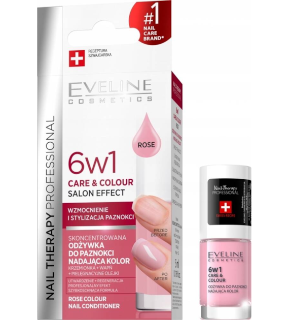 NAIL THERAPY PROFESSIONAL- ODŻYWKA DO PAZNOKCI 6W1 CARE & COLOUR ROSE / 5ml