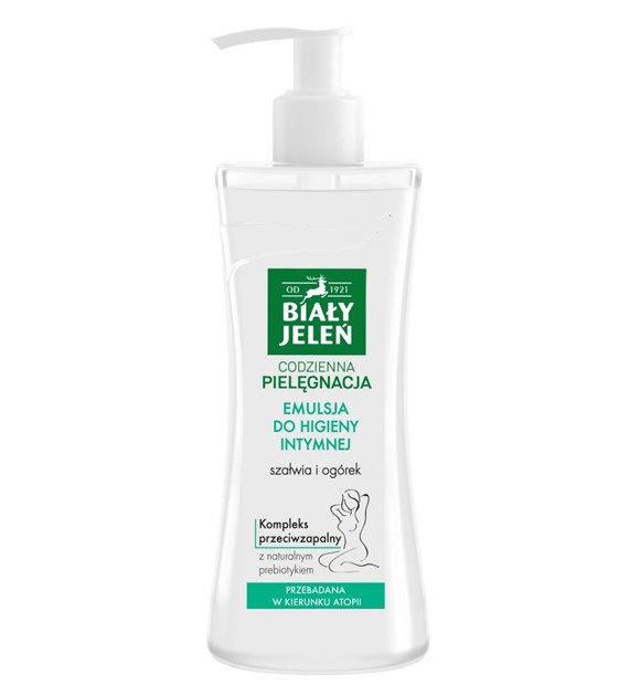 BIAŁY JELEŃ - emulsja do higieny intymnej z SZAŁWIĄ I OGÓRKIEM  /265 ml.