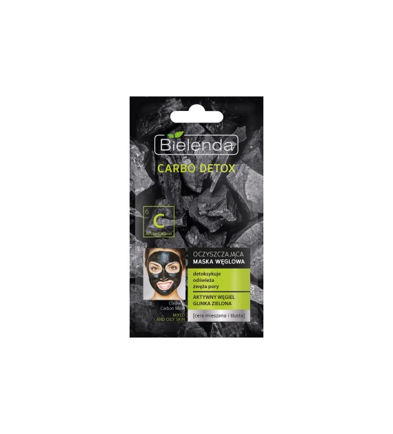 BIELENDA - CARBO DETOX Oczyszczająca maska węglowa do cery mieszanej  i tłustej   8 g