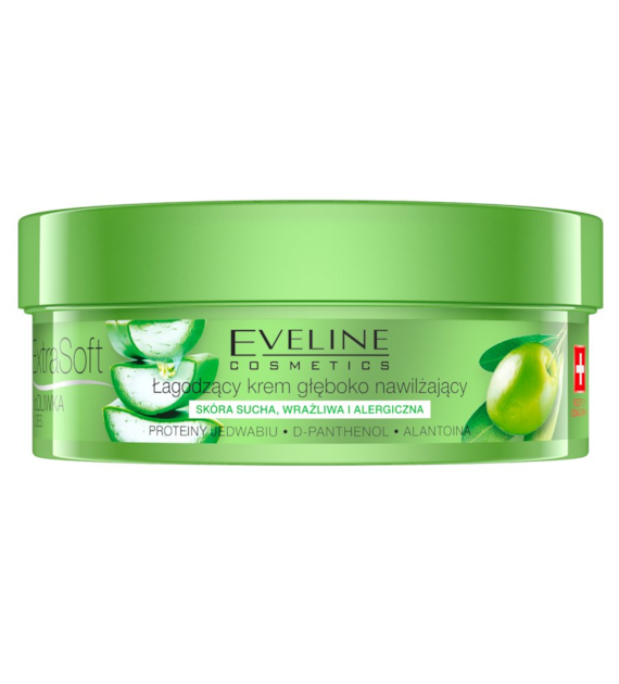 Eveline Extra Soft Body Crem łagodzący krem głęboko nawilżający do twarzy i ciała bio oliwka i aloes 175ml