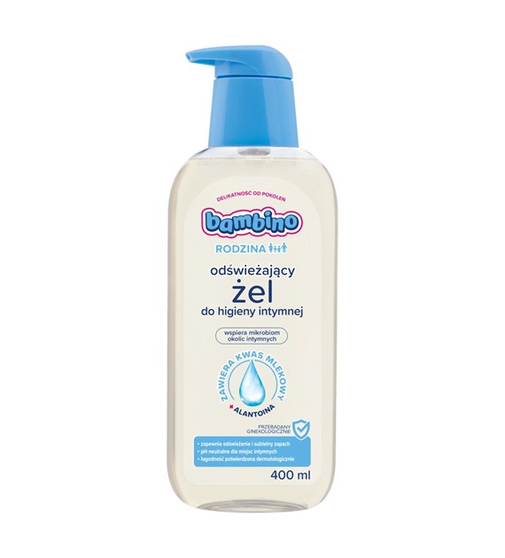 BAMBINO -  RODZINA ŻEL DO HIGIENY INTYMNEJ 400ML ODŚWIEŻAJĄCY KWAS MLEKOWY+ALANTOINA
