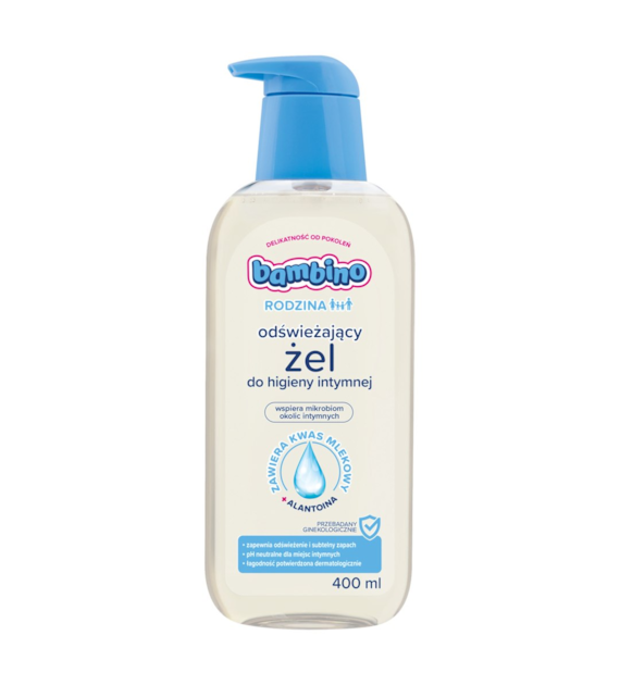 BAMBINO -  RODZINA ŻEL DO HIGIENY INTYMNEJ 400ML ODŚWIEŻAJĄCY KWAS MLEKOWY+ALANTOINA