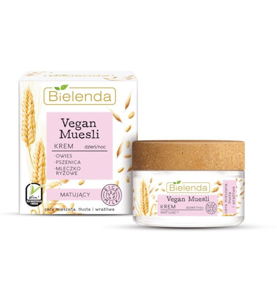 VEGAN MUESLI Krem matujący owies + pszenica + mleczko ryżowe 50 ml