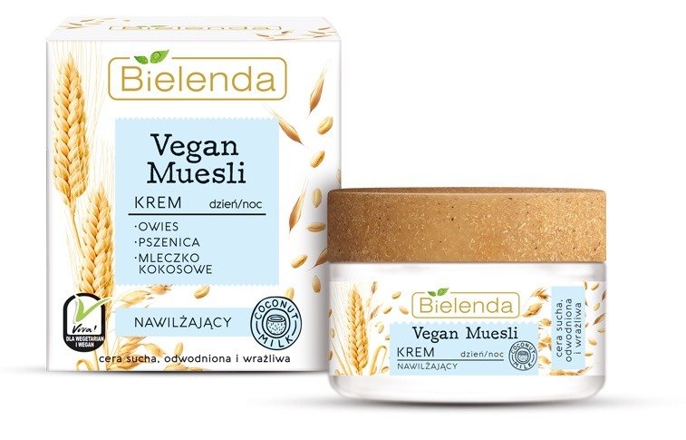 BIELENDA - VEGAN MUESLI Krem nawilżający  owies + pszenica + mleczko kokosowe 50 ml