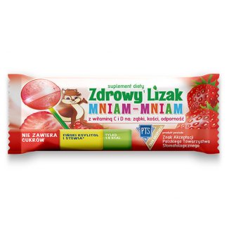 MNIAM-MNIAM Zdrowy lizak z wit.C i D /  TRUSKAWKA/ 1 sztuka