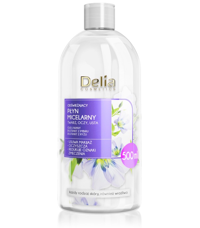 DELIA -   DC - Płyn micelarny - 04 Odświeżający OL. LNIANY butelka 500ml PL
