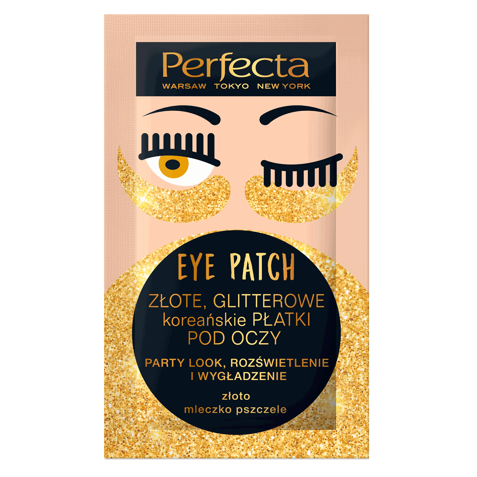 PERFECTA EYE PATCH Płatki pod oczy złote, glitterowe 2021   1 SZT