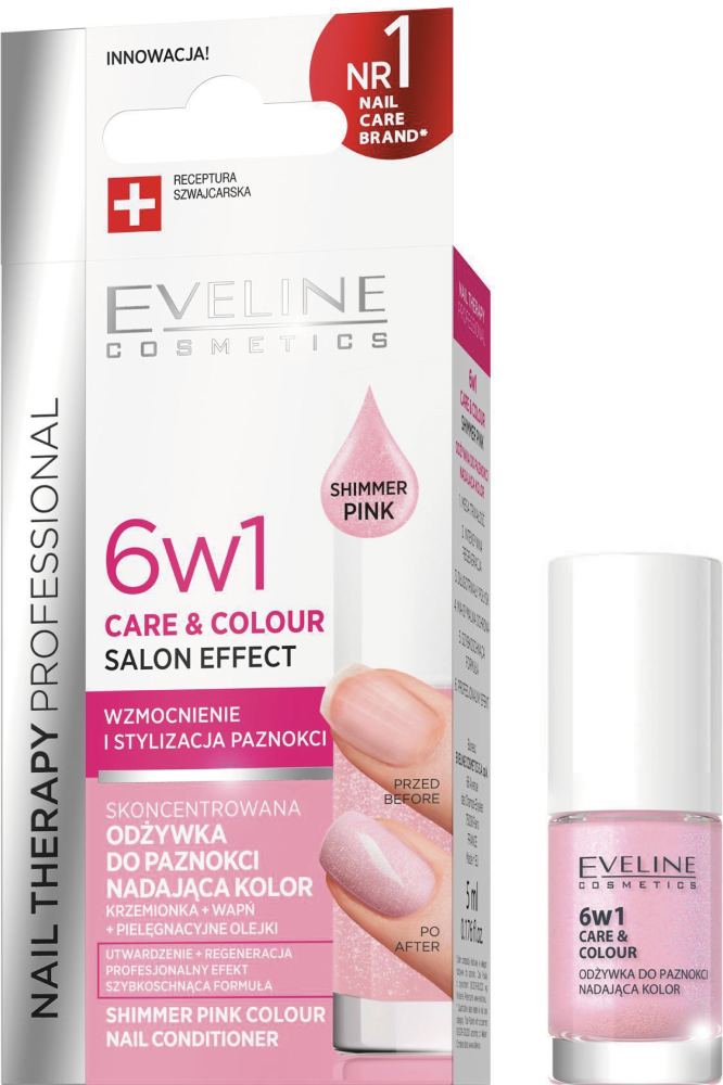 NAIL THERAPY PROFESSIONAL - Odżywka do paznokci 6w1  Care & Colour  Shimmer Pink/ 5 ml
