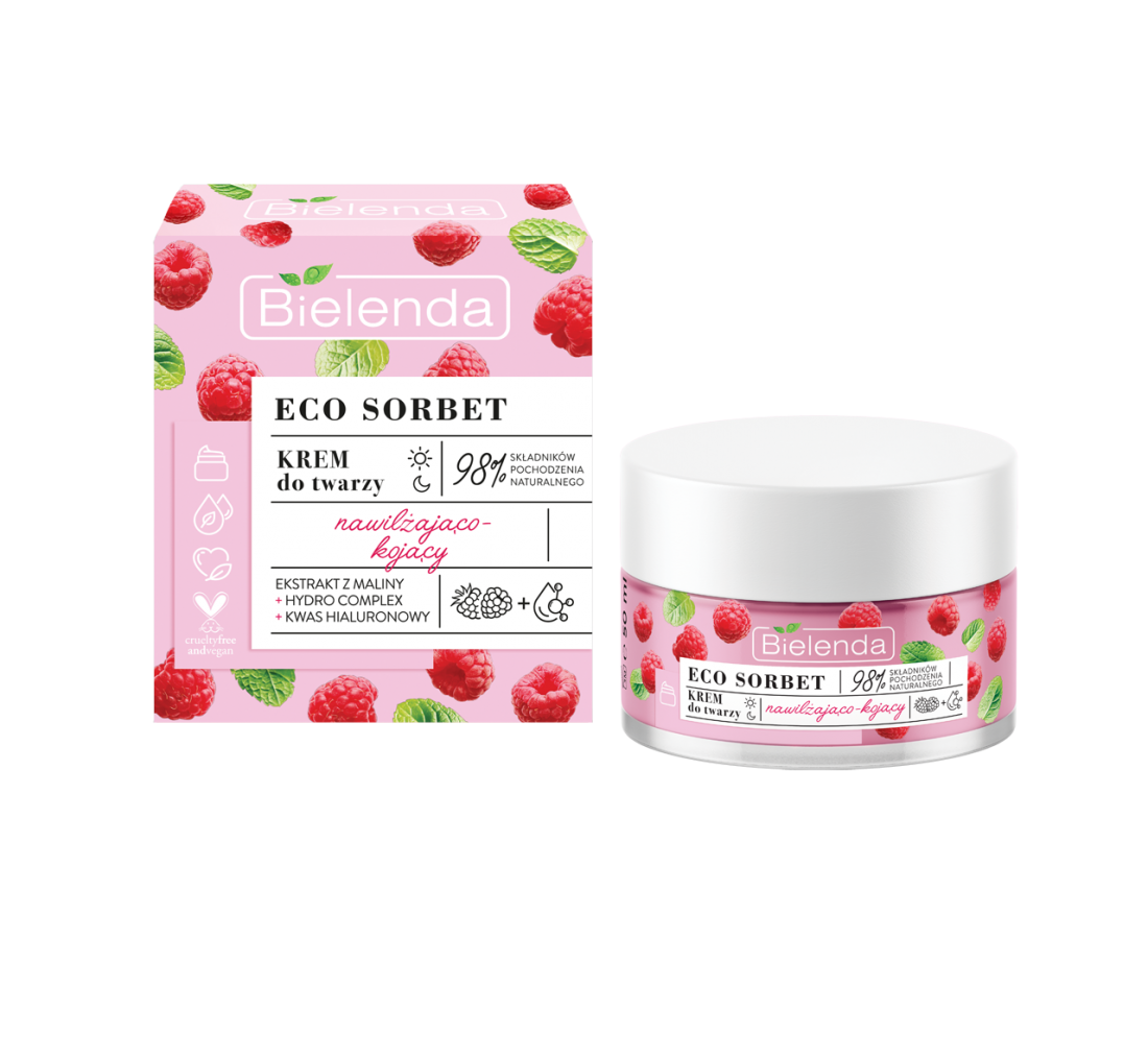 BIELENDA - ECO SORBET Malina - krem - nawilżająco-kojący, 50 ml