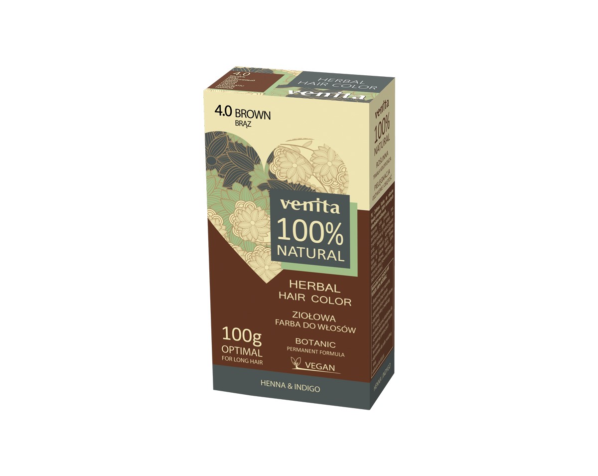 Ziołowa farba do włosów 4.0 BRĄZ / 100g VEGAN