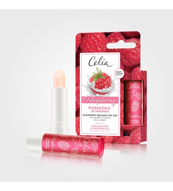 CELIA POMADKA OCHRONNA Olejkowy balsam do ust Raspberry   4 G