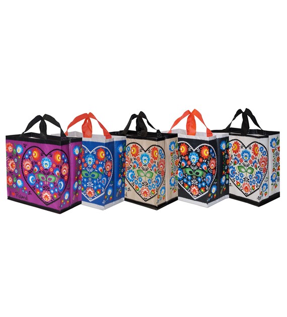 FRASPO Torba z PP FOLKLOR 1  zestaw 5 kolorów w mikscie 35x20x35  24 l. (po 25 sztuk)
