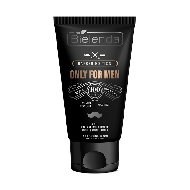 BIELENDA - ONLY FOR MEN - BARBER EDITION Pasta do mycia twarzy 3w1 pasta-peeling-maska 150g