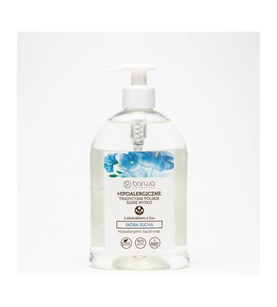 BARWA Hipoalergiczna Tradycyjne Polskie Szare Mydło w płynie Len - do skóry suchej 500 ml