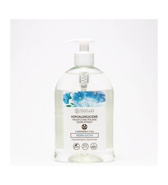 BARWA Hipoalergiczna Tradycyjne Polskie Szare Mydło w płynie Len - do skóry suchej 500 ml