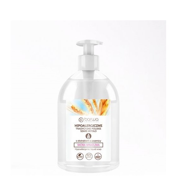 BARWA Hipoalergiczna Szare Mydło tradycyjne polskie w płynie Pszenica - skóra wrażliwa 500ml