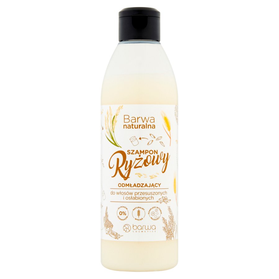 BARWA Naturalna Szampon do włosów Ryżowy odmładzający - włosy przesuszone i osłabione 300ml