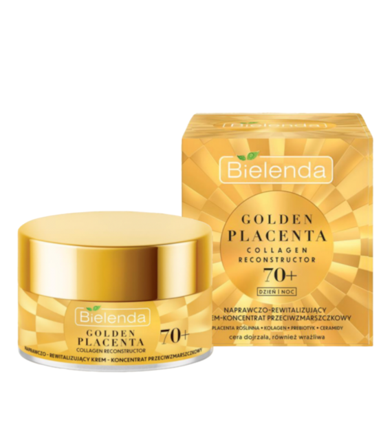 GOLDEN PLACENTA COLLAGEN RECONSTRUCTOR - Naprawczo - rewitalizujący krem - koncentrat  przeciwzmarszczkowy 70 +, dzień/ noc, 50 ml