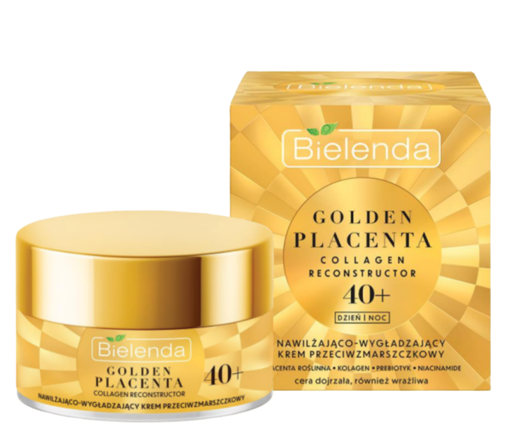 BIELENDA - GOLDEN PLACENTA COLLAGEN RECONSTRUCTOR - Nawilżająco - wygładzający krem przeciwzmarszczkowy 40 +, dzień/ noc, 50 ml