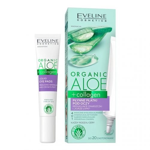 ORGANIC ALOE + COLLAGEN PŁYNNE PŁATKI POD OCZY REDUKUJĄCE ZMĘCZENIE 20 ML (ZP)