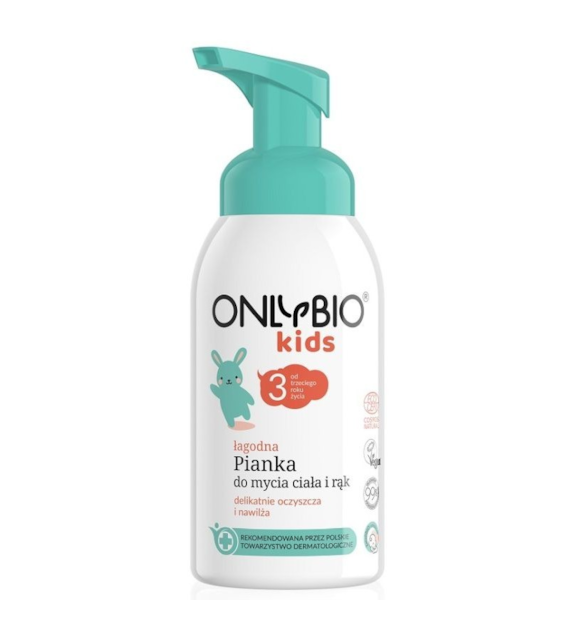 OnlyBio Łagodna pianka do mycia ciała i rąk od 3. roku życia 300 ml -  SUPER CENA - KOŃCÓWKA SERII U PRODUCENTA
