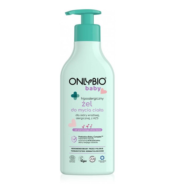 OnlyBio hipoalergiczny żel do mycia ciała dla niemowląt z atopą, alergią i skłonnością do alergii 300 ml
