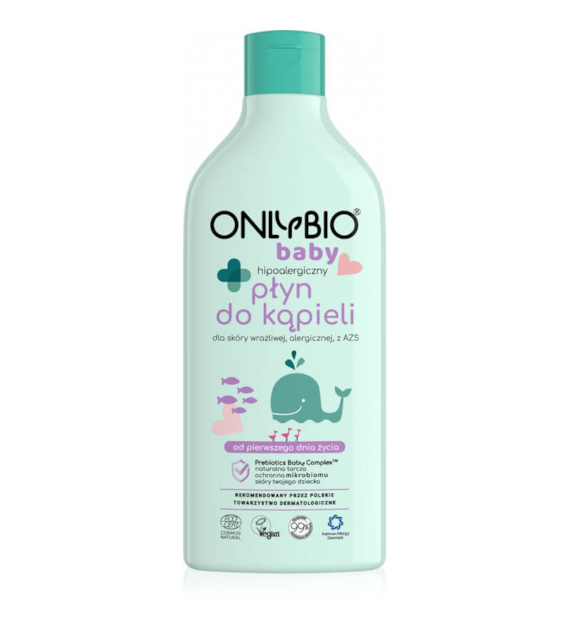 OnlyBio hipoalergiczny płyn do kąpieli dla niemowląt o skórze atopowej, alergicznej i skłonnej do alergii  500 ml