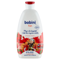 BOBINI FUN Płyn do kąpieli i żel do mycia ciała WYSOKA PIANA O ZAPACHU MALIN, 500 ml