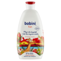 BOBINI FUN Płyn do kąpieli i żel do mycia ciała WYSOKA PIANA O ZAPACHU TRUSKAWEK, 500 ml
