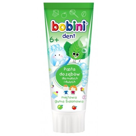 BOBINI, Pasta do zębów dla dzieci powyżej 6 lat, SŁODKA MIĘTA, 75 ml