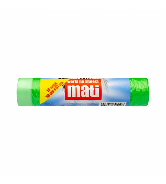 MATI WORKI NA ŚMIECI 60L 10 SZTUK Taśma zielona