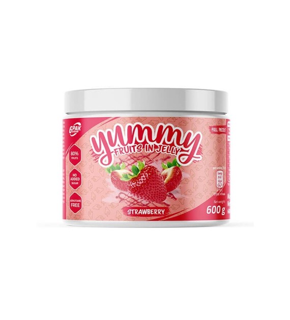 6PAK Yummy Fruits in Jelly Strawberry - truskawkowa frużelina bez cukru, 600g