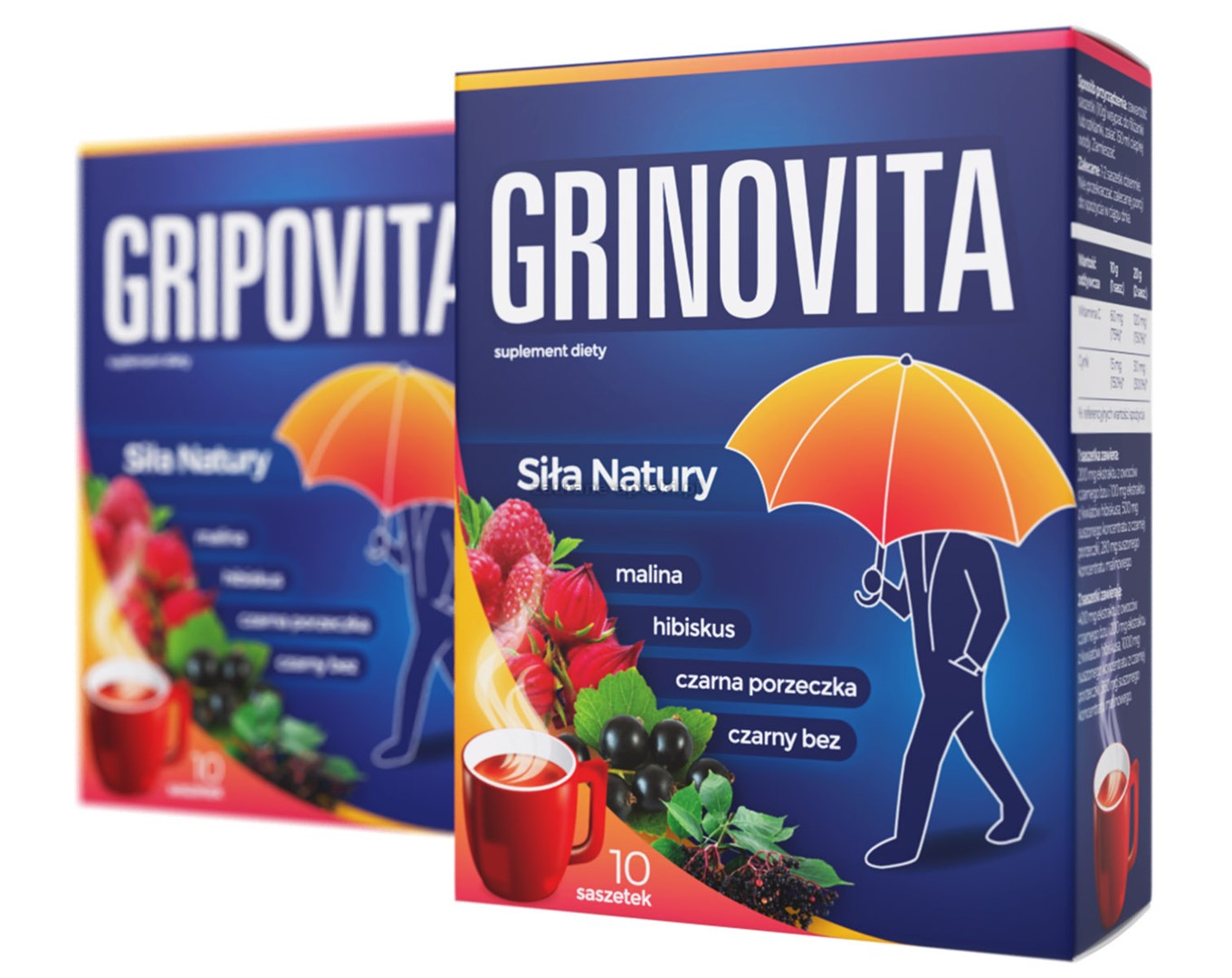 GRINOVITA /ZDROVIT/ 10 SASZETEK  MALINA, HIBISKUS...