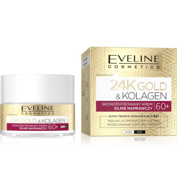 Eveline 24K Gold & Kolagen skoncentrowany krem silnie naprawczy na dzień i noc 60+ 50ml