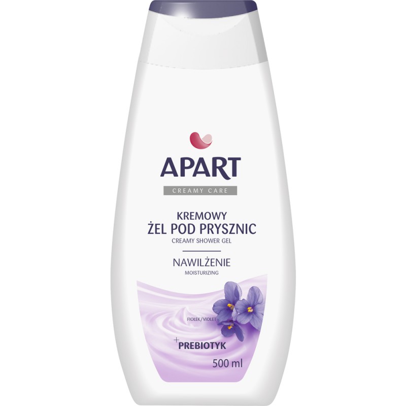 APART Kremowy żel pod prysznic PREBIOTYK+ FIOŁEK, 500 ml