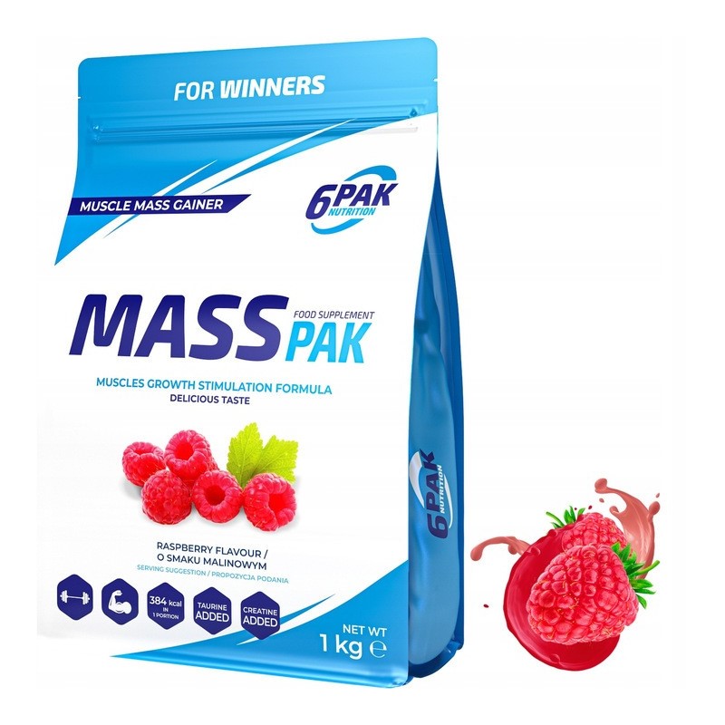 6PAK MASS PAK MALINOWY / 1 kg