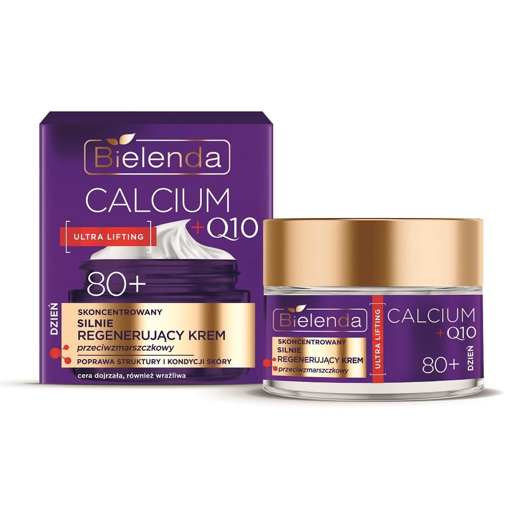 BIELENDA - CALCIUM + Q10 Skoncentrowany silnie regenerujący krem przeciwzmarszczkowy na dzień 80+, 50 ml