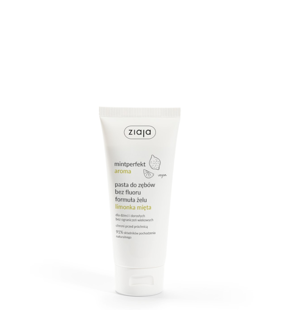 MINTPERFEKT AROMA PASTA DO ZĘBÓW BEZ FLUORU FORMUŁA ŻELU LIMONKA MIĘTA 100 ml