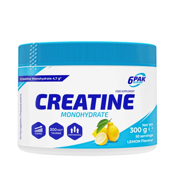 6PAK CREATINE MONOHYDRATE 300g JAR LEMON