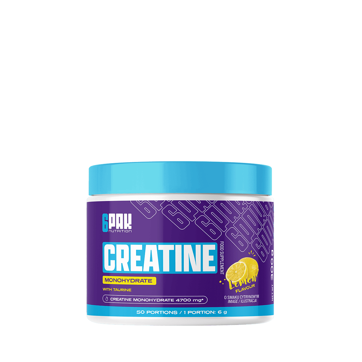 6PAK CREATINE MONOHYDRATE 300g JAR LEMON