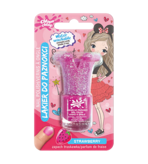 Chlapu Chlap Różowy Lakier do Paznokci Zmywalny Wodą 5ML