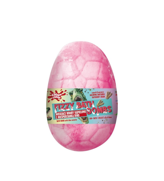 CHLAPU CHLAP Musująca Bomba kąpielowa Jajo Dinozaura z niespodzianką - malinowa śmietanka 140g