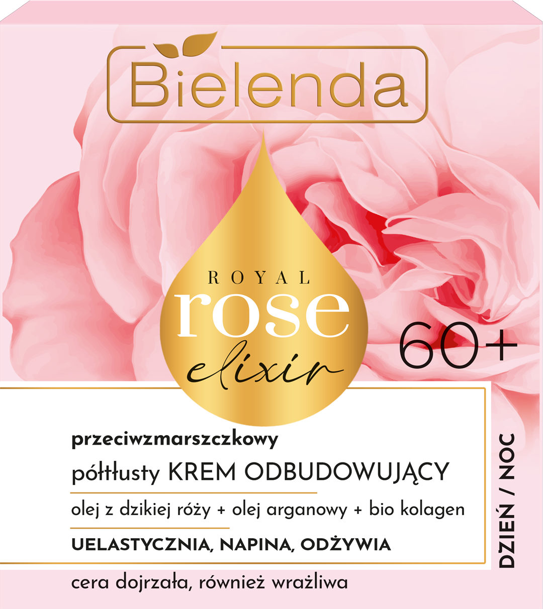 BIELENDA - ROYAL ROSE ELIXIR Przeciwzmarszczkowy półtłusty krem odbudowujący 60+, dzień/ noc, 50 ml
