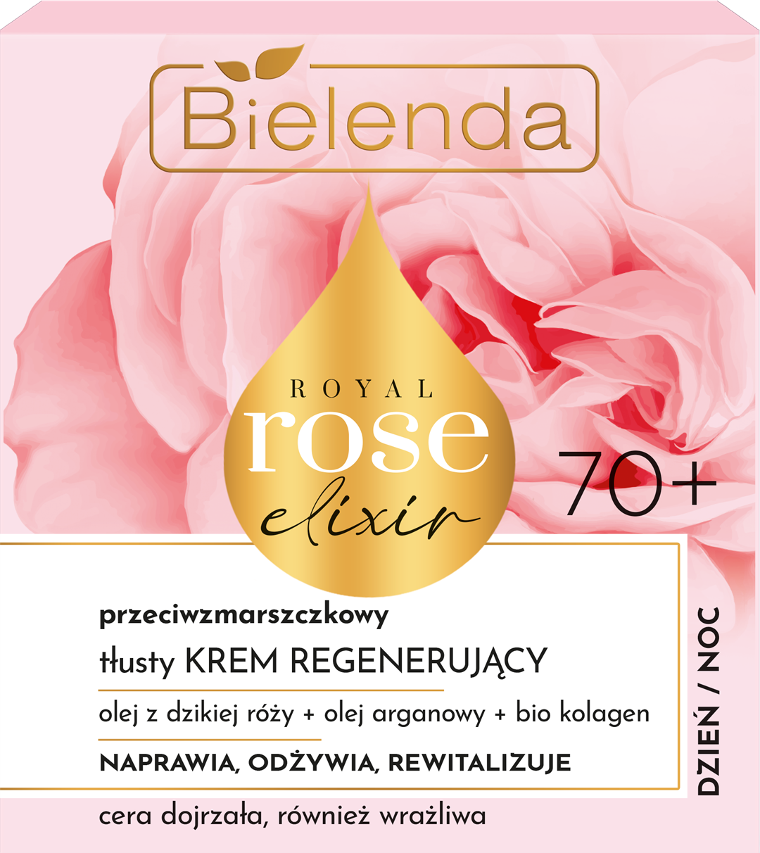 BIELENDA - ROYAL ROSE ELIXIR Przeciwzmarszczkowy tłusty krem regenerujący 70+, dzień/ noc, 50 ml