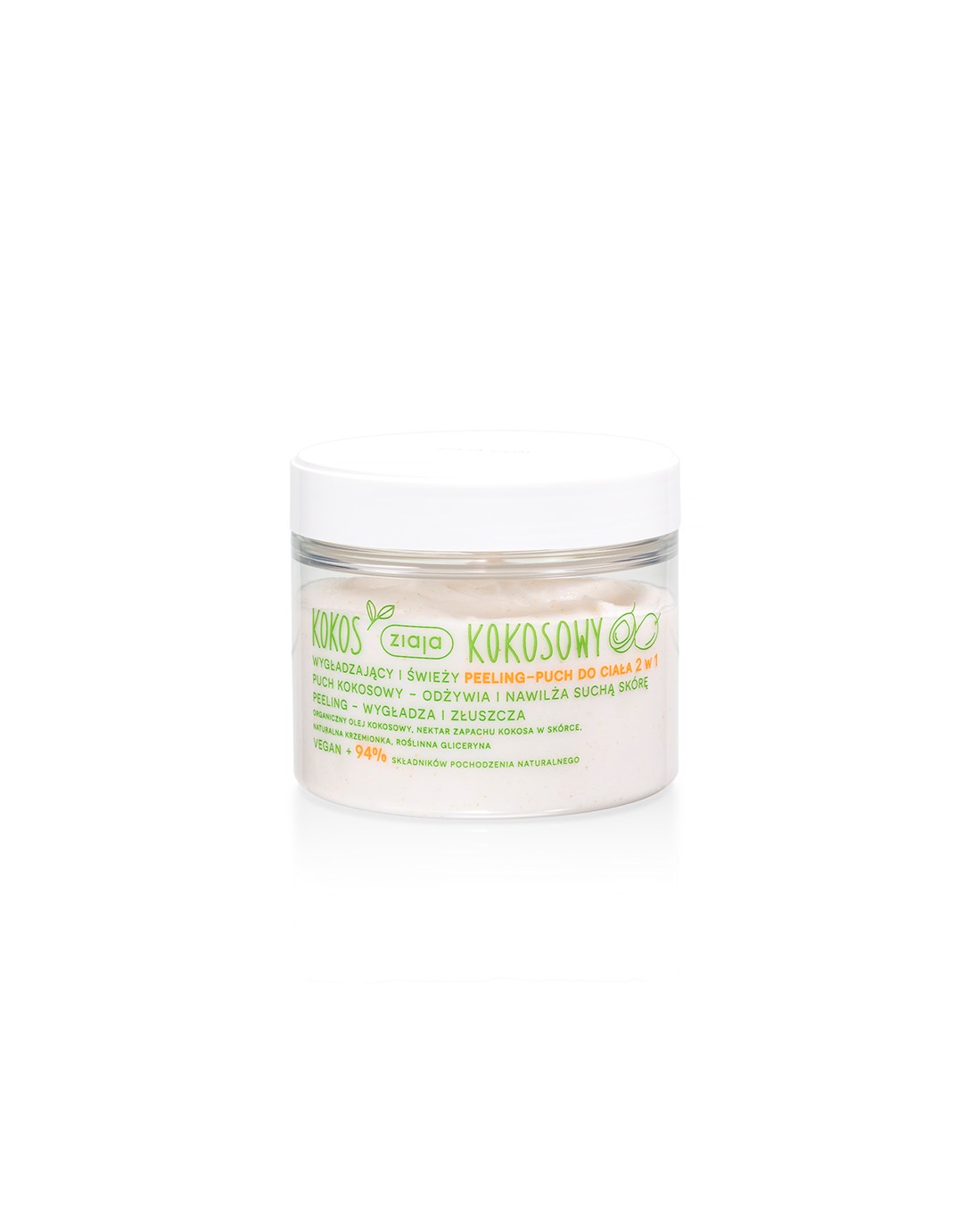 KOKOS KOKOSOWY WYGŁADZAJĄCY I ŚWIEŻY PEELING-PUCH DO CIAŁA 2W1 / 270 ml