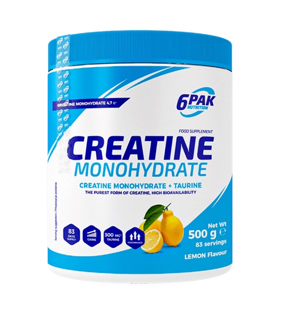 6PAK CREATINE MONOHYDRATE LEMON 500g