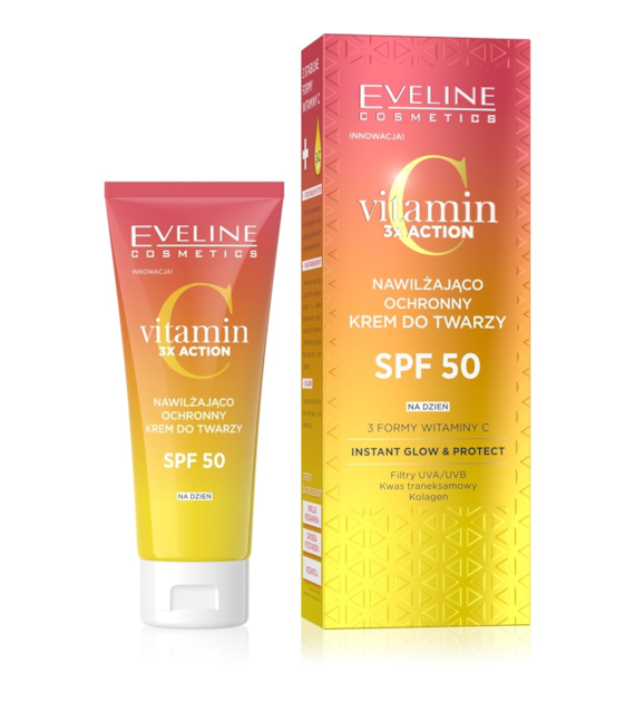 Eveline Vitamin C 3x Action Nawilżająco-Ochronny Krem do Twarzy SPF50 30ML